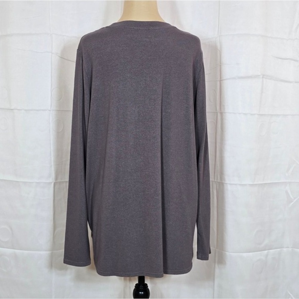 Matty M Women XXL Purple-Gray Long Sleeve Crew Neck Lightweight Sweater - Picture 2 of 5
